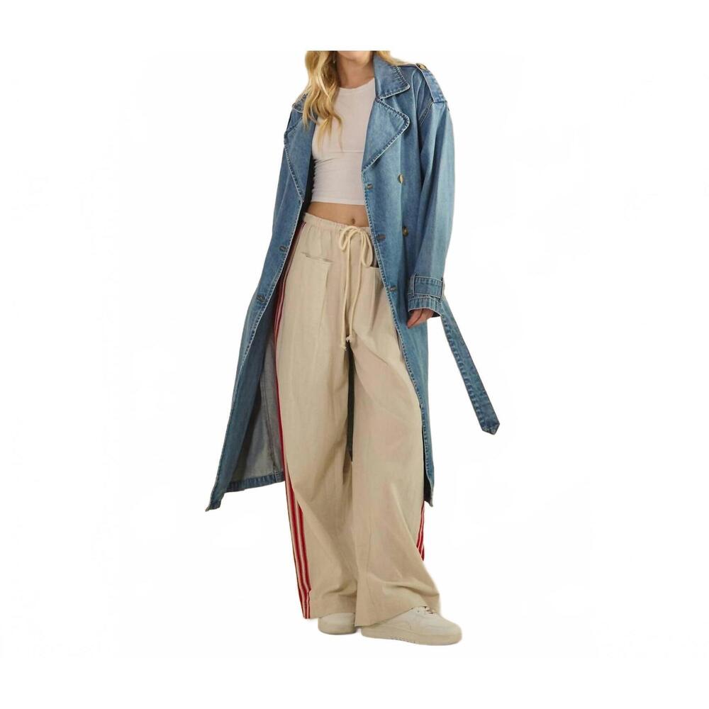 NEW VEVERET meg denim trench coat in medium wash